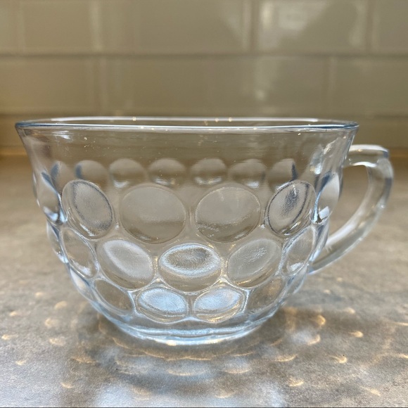 Anchor Hocking Blue Bubble Depression Glass Cup 4 - Picture 8 of 10